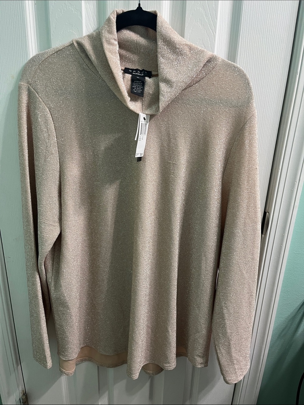 Grace Shimmery Cream Turtleneck Sweater